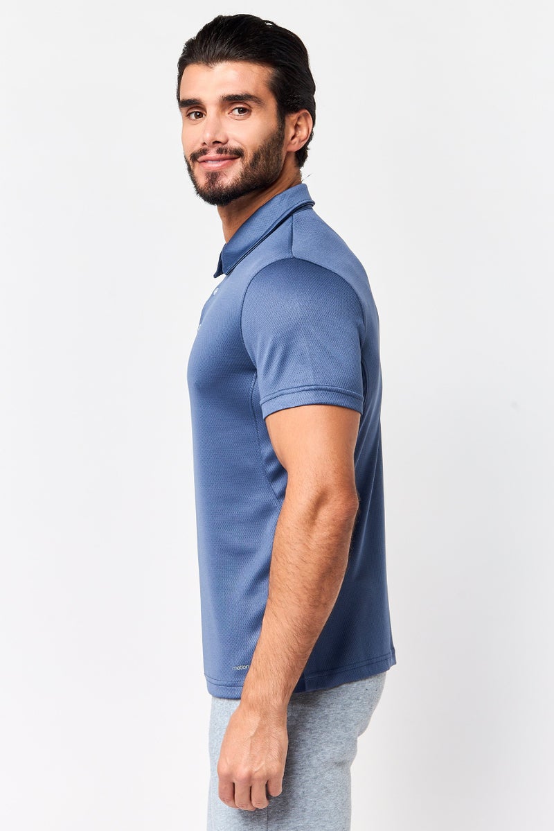 MOTION Men Sportswear Fit Short Sleeve Training Polo Shirt, Dusty Blue - Image 3