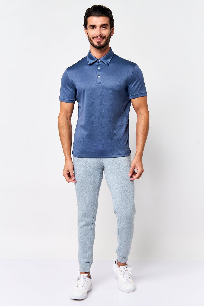 MOTION Men Sportswear Fit Short Sleeve Training Polo Shirt, Dusty Blue - Image 2