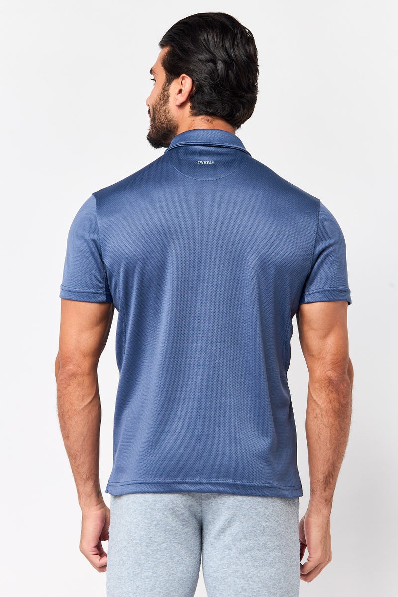 MOTION Men Sportswear Fit Short Sleeve Training Polo Shirt, Dusty Blue - Image 4