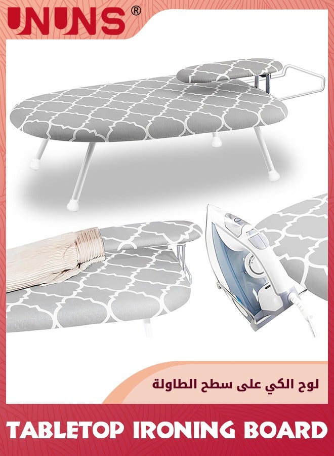 UNUNS Tabletop Ironing Board,Folding Tabletop Ironing Board With Fixed Sleeve And Iron Holder,Portable Geometric Pattern Folding Mini Iron Board For Sewing,Household,Craft Room,Dorm  - Image 1