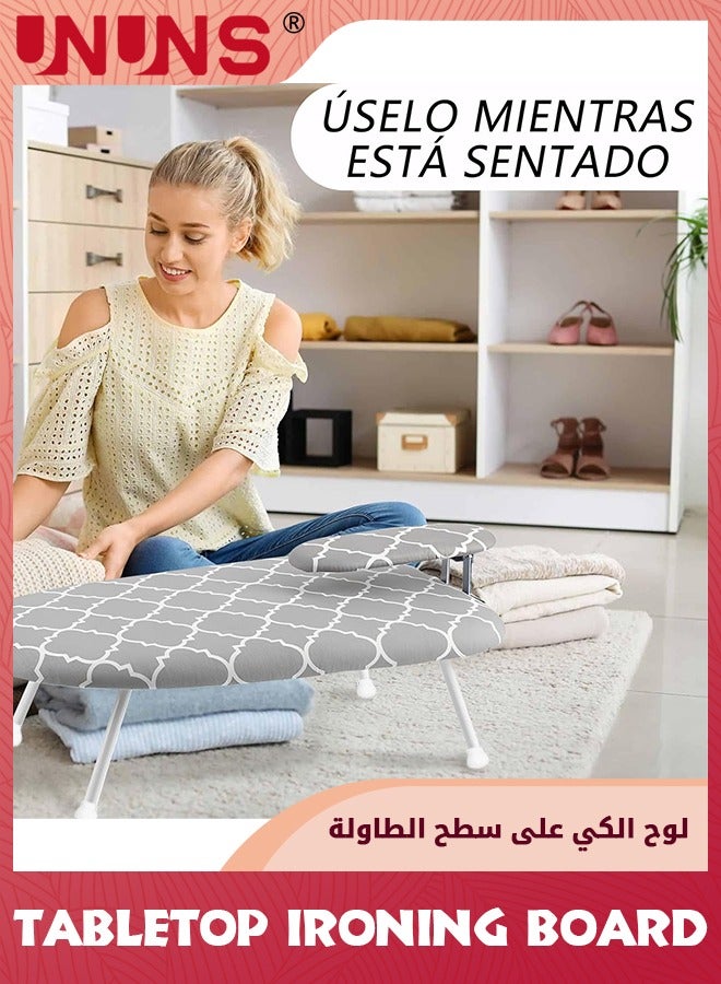 UNUNS Tabletop Ironing Board,Folding Tabletop Ironing Board With Fixed Sleeve And Iron Holder,Portable Geometric Pattern Folding Mini Iron Board For Sewing,Household,Craft Room,Dorm  - Image 4