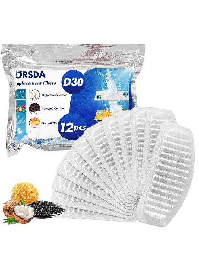 ORSDA Cat Water Fountain Filters, Replacement Carbon, Resin Filters ONLY for D30 67oz/2L Automatic Pet Fountain Cat Water Fountain Dog Water Dispenser, 4 Filtration System (12PCS Filters)… - Image 1