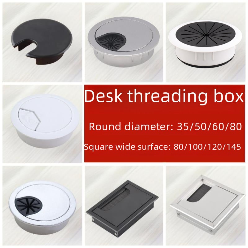 Nylon Cable Management Box 35/50/53/60/80 Zinc Alloy Desk Grommet Cover Black 
