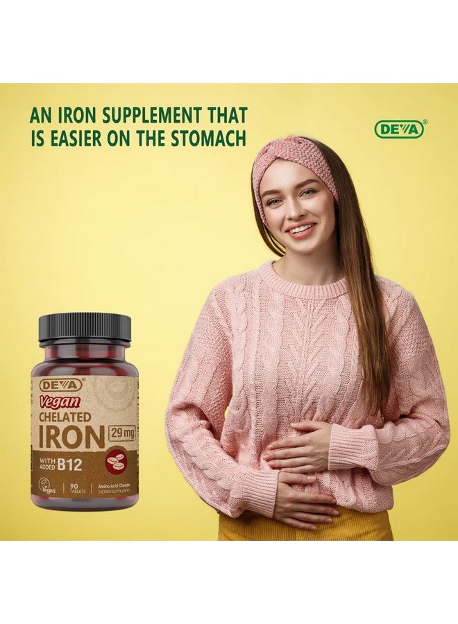 Deva Nutrition Vegan Chelated Iron 29 mg Fortified with B-12 - High Potency, Easy to Swallow - 90 Tablets, 1-Pack - Image 5
