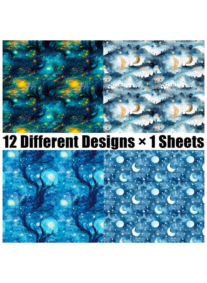 12 Sheets/pack Of Starry Sky Story Series Clip Book Account Card Background 6 Inch Pattern Paper Diy Account Material Paper - Image 3