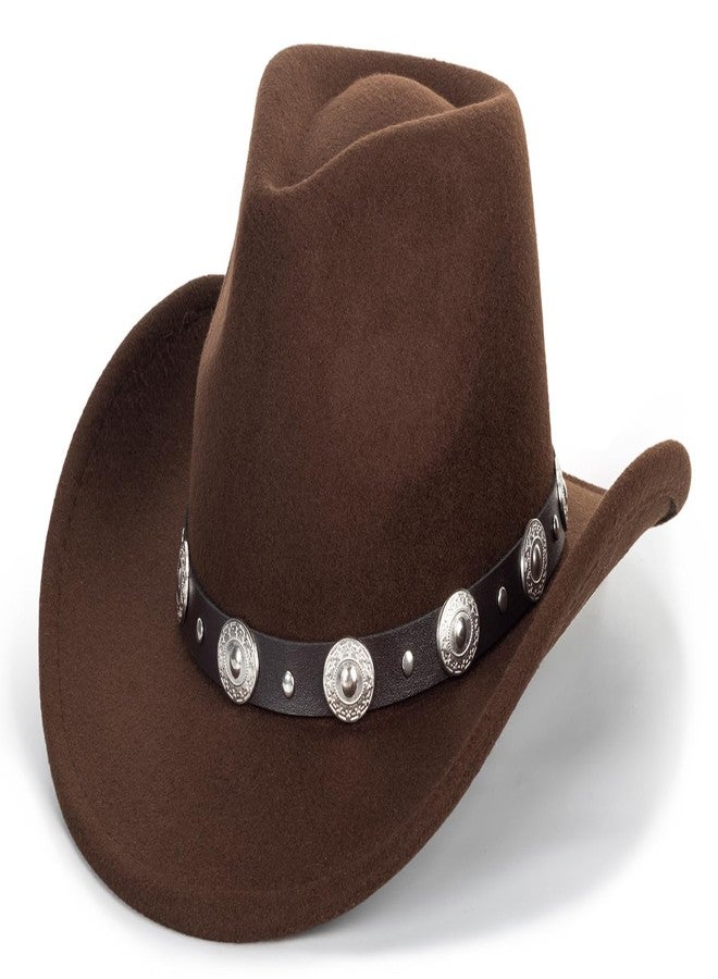 Vikodah Kids Western Cowboy Hat Wide Brim with Band Wool Felt Vintage Jazz Fedora Cowgirl Hats for 3-7 Years Boys Girls - Image 1