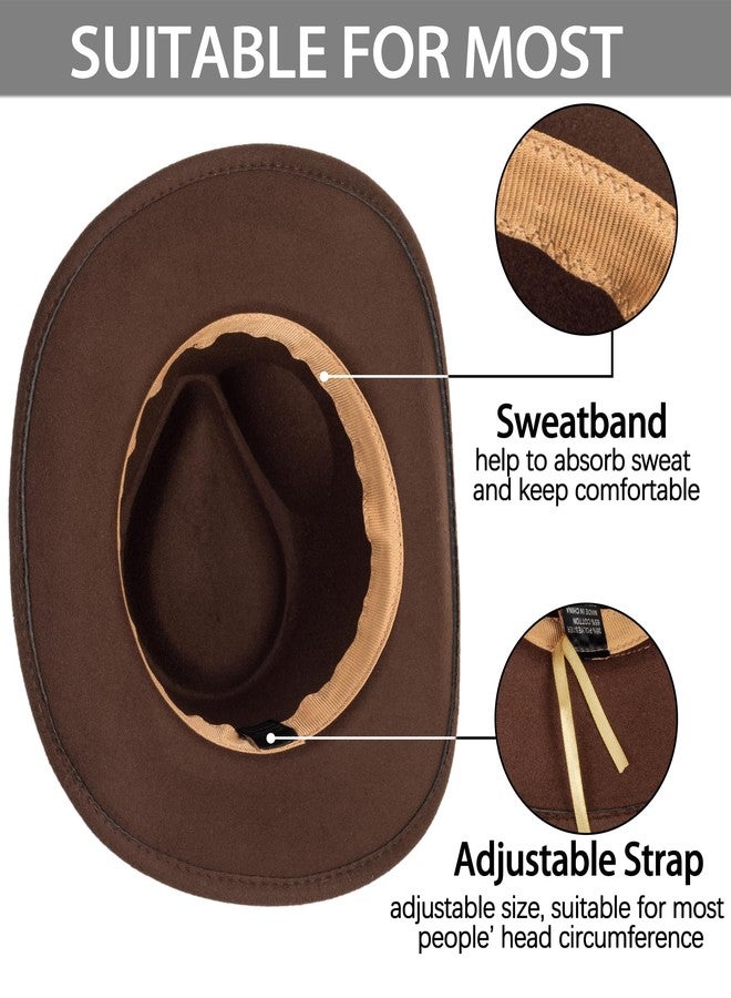 Vikodah Kids Western Cowboy Hat Wide Brim with Band Wool Felt Vintage Jazz Fedora Cowgirl Hats for 3-7 Years Boys Girls - Image 5