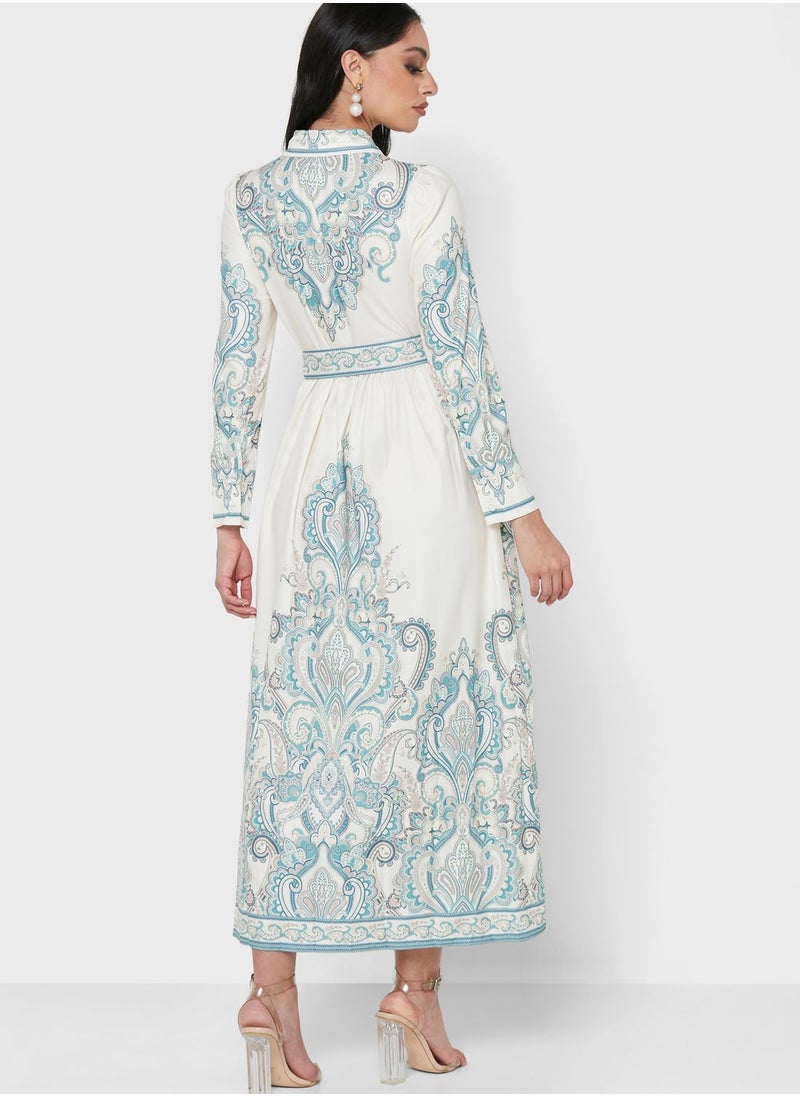Khizana Collar Belted Printed Dress  - Image 2