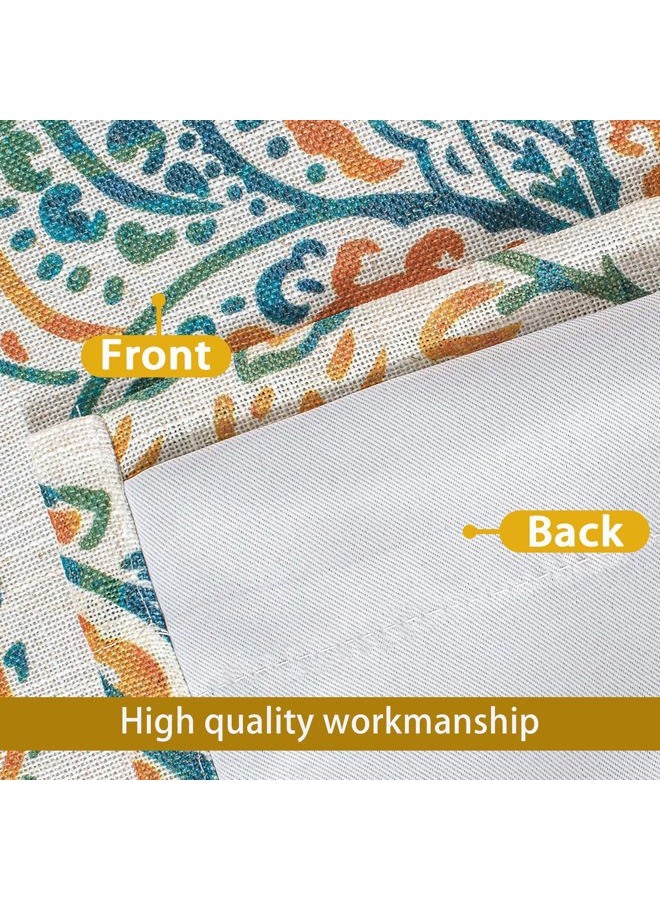 DriftAway Jacob Linen Blend Blackout Valance for Kitchen 18 Inch Length Scroll Floral Paisley Printed Lined Rod Pocket Room Darkening Window Curtain Valance for Living Room 52x18 Inch Orange Sage - Image 5