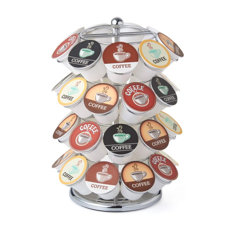 Nifty Solutions Nifty K Cup Holder  Compatible with KCups Coffee Pod Carousel  36 K Cup Holder Spins 360Degrees Lazy Susan Platform Modern Chrome Design Home or Office Kitchen Counter Organizer