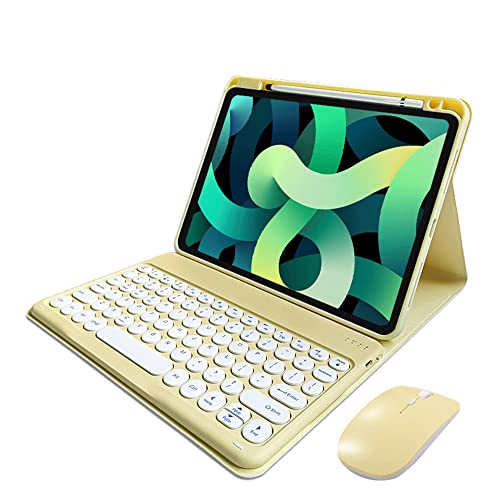 kaitesi Keyboard Case Mouse for iPad 11th Gen (A16, 2025) 11"/ iPad 10th Generation 2022 10.9" Case with Cute Round Keys Detachable Bluetooth Keyboard Cover,Yellow - Image 1