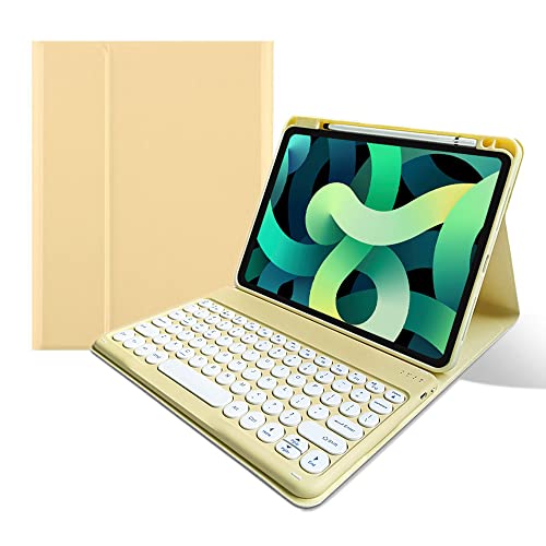 kaitesi Keyboard Case Mouse for iPad 11th Gen (A16, 2025) 11"/ iPad 10th Generation 2022 10.9" Case with Cute Round Keys Detachable Bluetooth Keyboard Cover,Yellow - Image 2