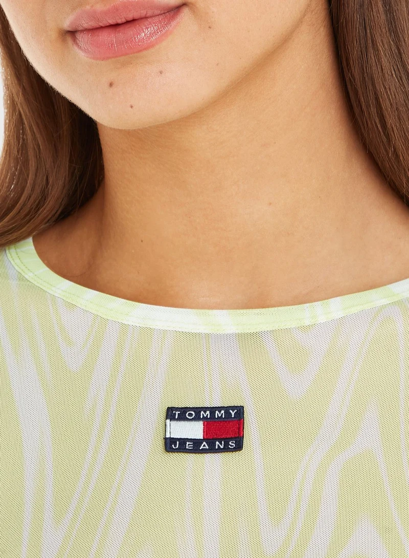 TOMMY JEANS Crew Neck Mesh Crop Top