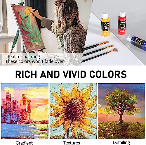 ABEIER Acrylic Paint Set, 24 Colors (60ml/2oz) with 12Paint Brushes, Non-Toxic, Waterproof, Strong Coverage for Kids Adults Beginners Students, Painting on Canvas Stone Wood Fabric Rocks Ceramic - Image 5