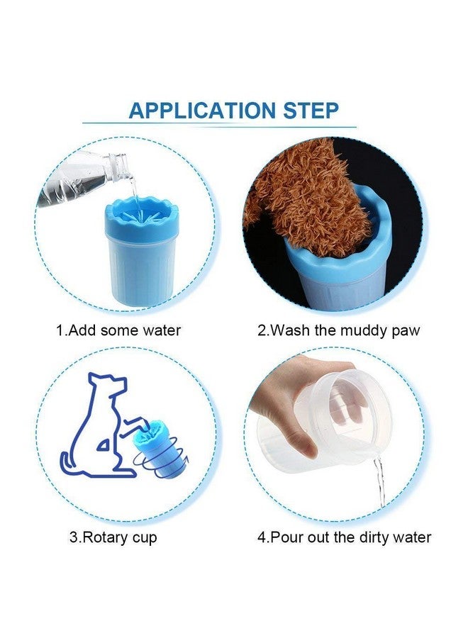 إيميلي بيتس كوب غسيل القدم، منظف أقدام الحيوانات الأليفة، غسالة أقدام الكلاب المحمولة مع شعيرات سيليكون ناعمة لتنظيف أقدام الحيوانات الأليفة الموحلة بسرعة (أزرق صغير) - Image 2