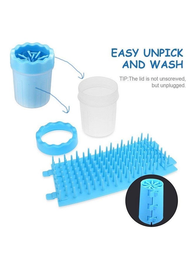 إيميلي بيتس كوب غسيل القدم، منظف أقدام الحيوانات الأليفة، غسالة أقدام الكلاب المحمولة مع شعيرات سيليكون ناعمة لتنظيف أقدام الحيوانات الأليفة الموحلة بسرعة (أزرق صغير) - Image 4