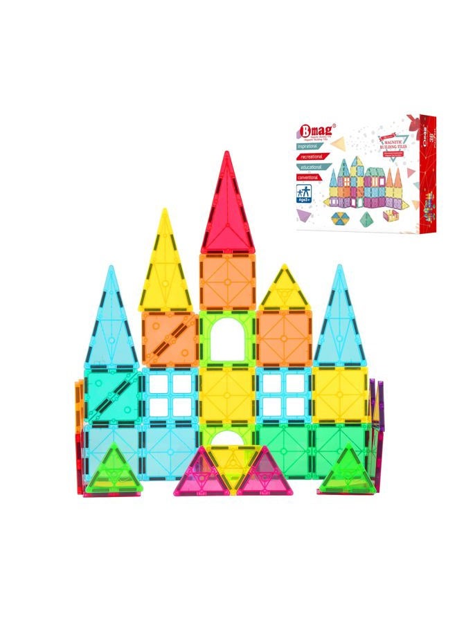 Bmag Magnetic Tiles Toys for Kids, Starter Set 3D Magnet Building Blocks Construction Playboards, STEM Learning Educational Toddlers Toy Gift for 3+ Year Old Boys and Girls - Image 1