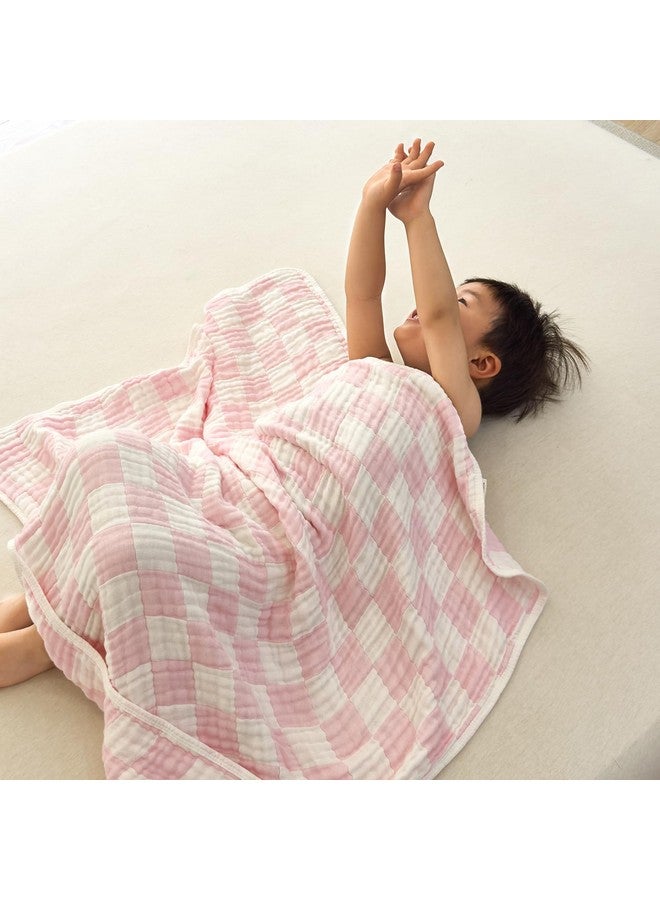 Brnabiou Ultra Soft Checkered Muslin Hooded Baby Towels for Newborn Boys and Girls 2 Pack 32x32 inch Cotton Muslin Baby Bath Towels for Newborns Toddlers,Newborn Essential (Cream and Pink) - Image 4