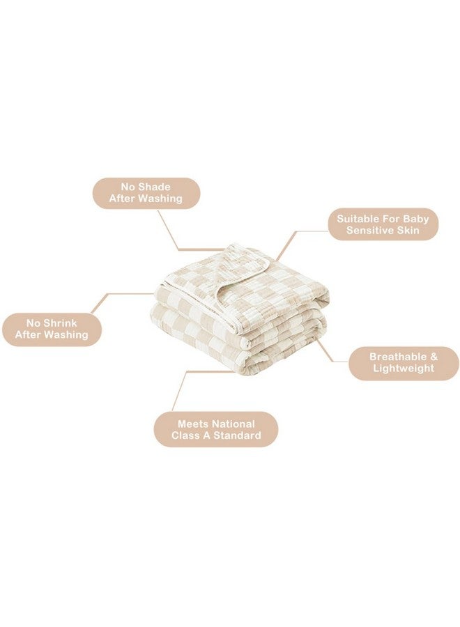 Brnabiou Ultra Soft Checkered Muslin Hooded Baby Towels for Newborn Boys and Girls 2 Pack 32x32 inch Cotton Muslin Baby Bath Towels for Newborns Toddlers,Newborn Essential (Cream and Pink) - Image 5