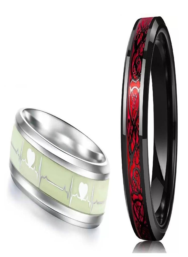 IGA COLLECTION Valentine Stylish Fashionable Latest Combo ECG & Red Dragon Ring (17) - Image 1