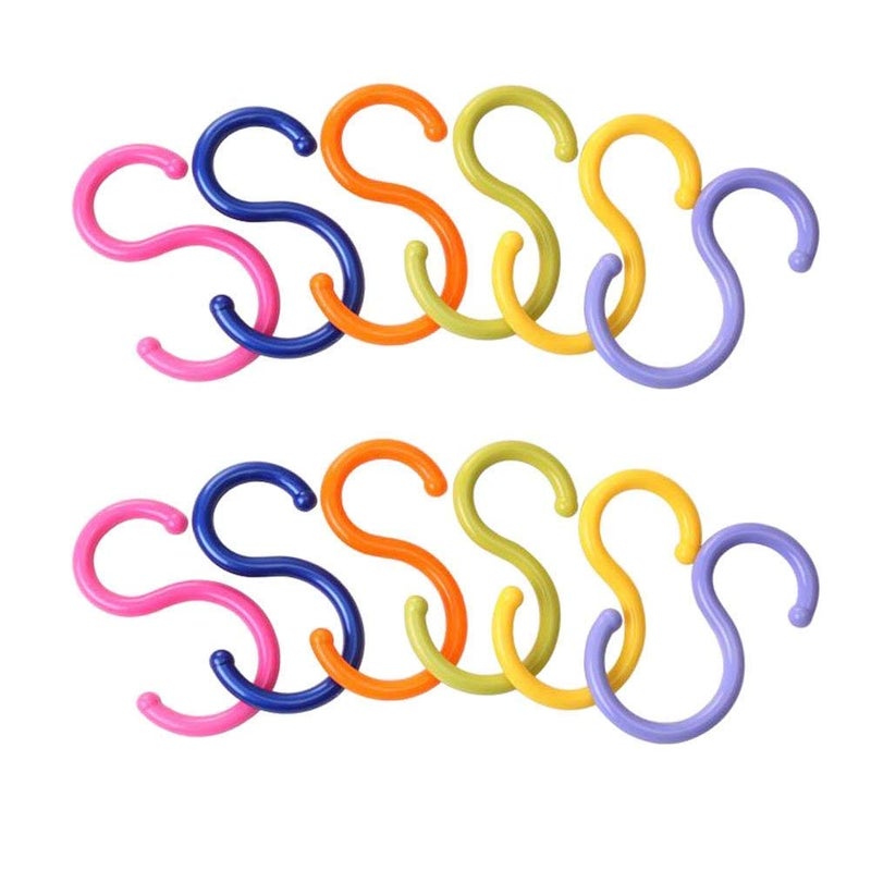 esowemsn 12pcs2 Packs S Shaped Colorded Plastic Hanging HooksShirtTowelDressClothes Hanger Hook Home Kitchen Accessories 12
