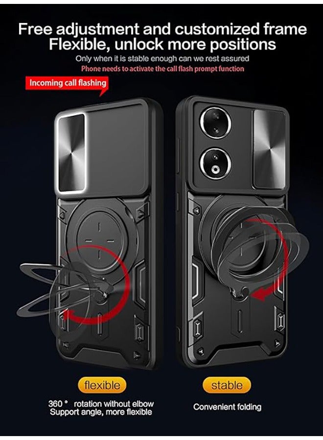 For Honor 90 5G Case with Slide Camera Cover and Stand Kickstand Magnetic Ring Military Grade Shockproof Protective Cover, Anti-Fall Drop Protection,Shockproof Case For Honor 90 5G,Black  - Image 4