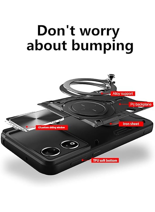 For Honor 90 5G Case with Slide Camera Cover and Stand Kickstand Magnetic Ring Military Grade Shockproof Protective Cover, Anti-Fall Drop Protection,Shockproof Case For Honor 90 5G,Black  - Image 5