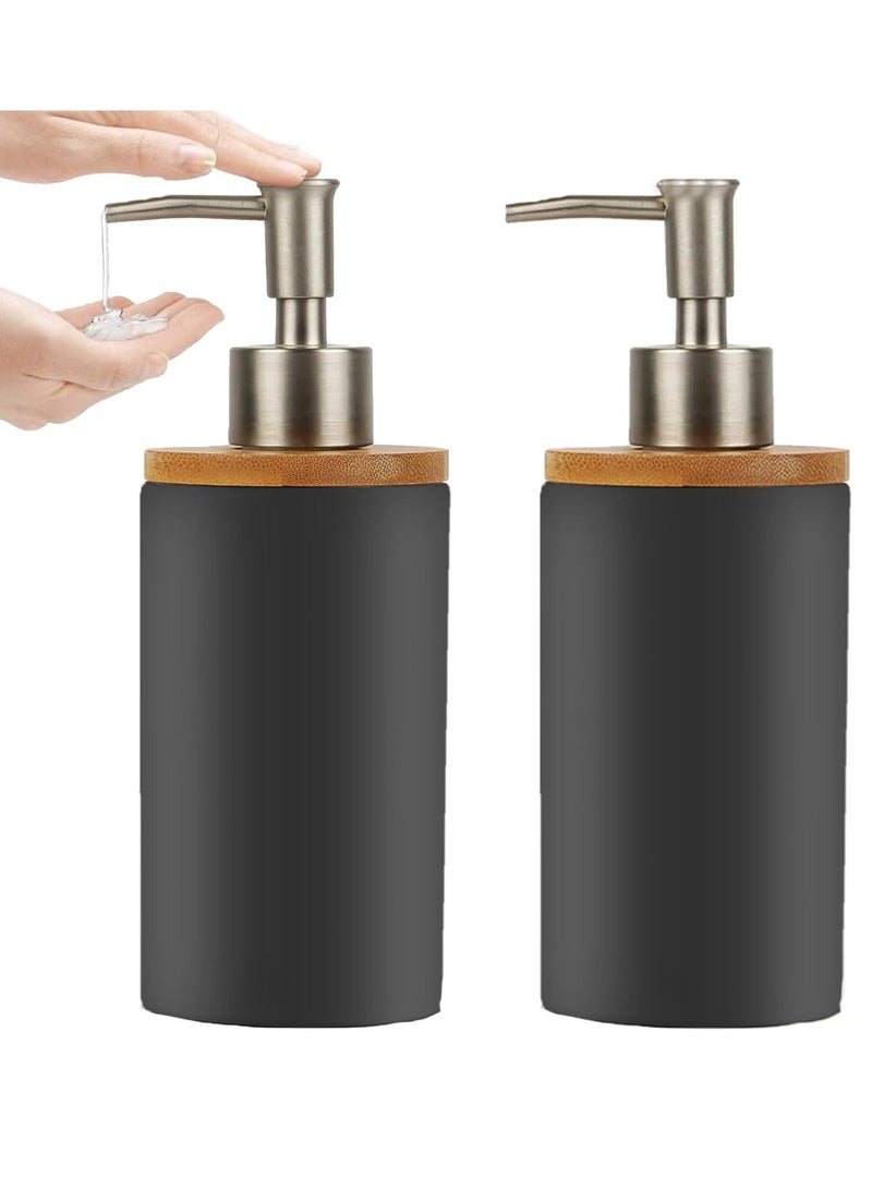 XiuWoo Bathroom Soap Dispenser Set, 13Oz Ceramic for Kitchen, Refillable Liquid Hand Lotion Dispenser, Shampoo Modern Farmhouse Kitchen Countertop Decor - Image 1