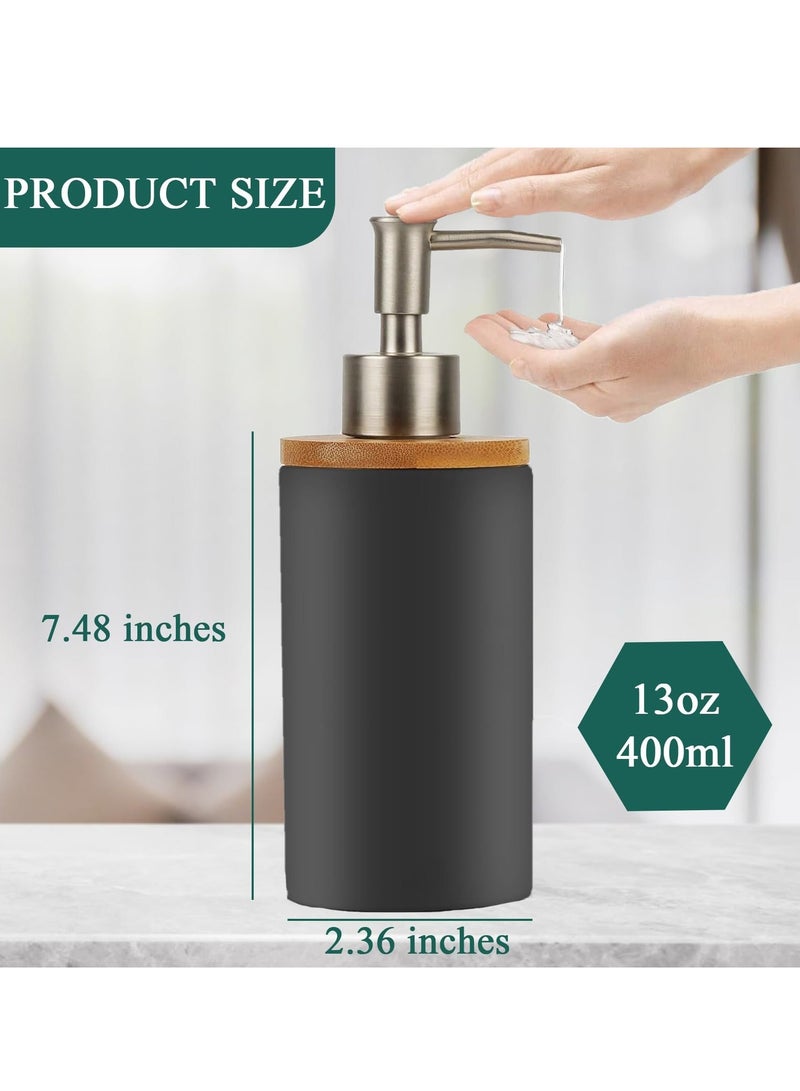 XiuWoo Bathroom Soap Dispenser Set, 13Oz Ceramic for Kitchen, Refillable Liquid Hand Lotion Dispenser, Shampoo Modern Farmhouse Kitchen Countertop Decor - Image 2