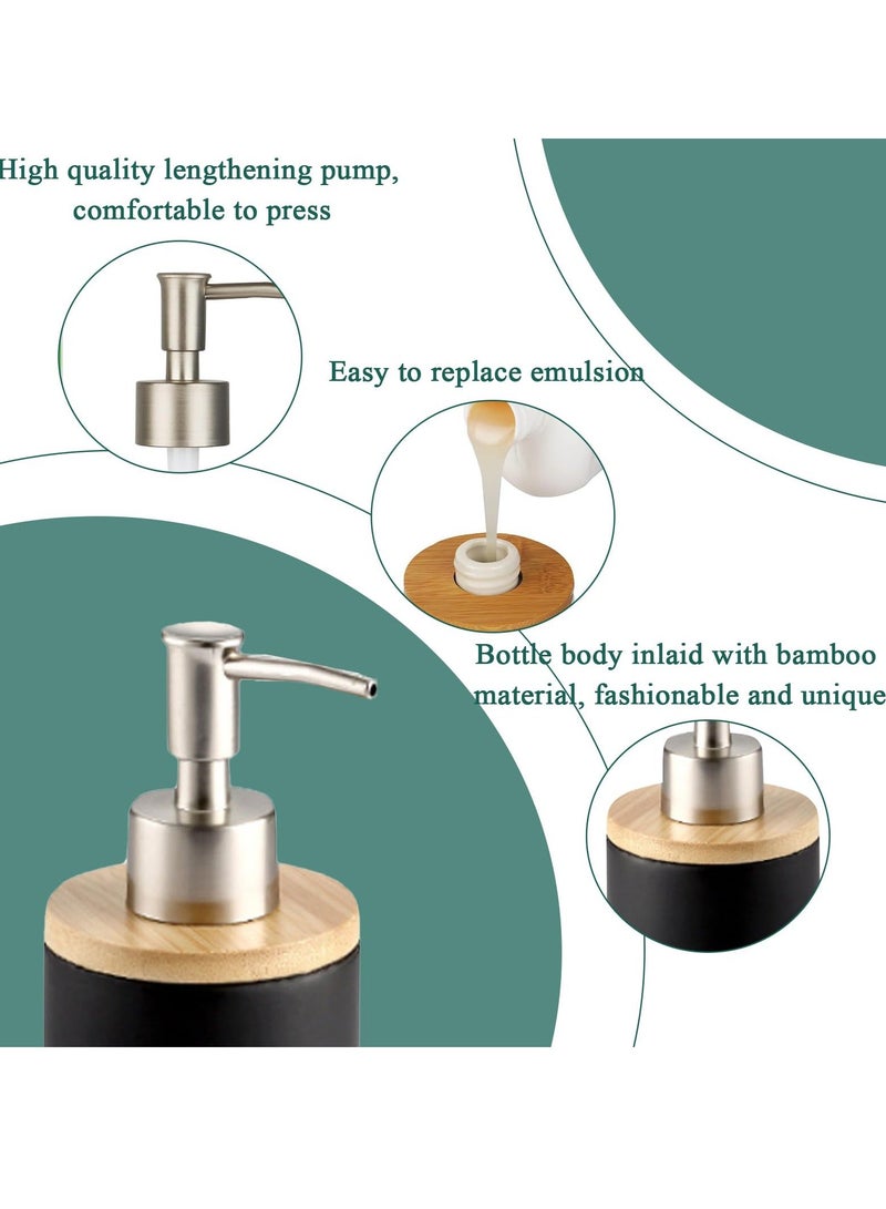 XiuWoo Bathroom Soap Dispenser Set, 13Oz Ceramic for Kitchen, Refillable Liquid Hand Lotion Dispenser, Shampoo Modern Farmhouse Kitchen Countertop Decor - Image 4