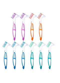WLLHYF WLLHYF 12 Pcs Denture Brush for False Teeth Denture Care Cleaning Brush Double Sided Toothbrush Portable Soft Multi-Layered Bristles Cleaner Brush Ergonomic Rubber Handle  - Image 1