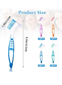 WLLHYF WLLHYF 12 Pcs Denture Brush for False Teeth Denture Care Cleaning Brush Double Sided Toothbrush Portable Soft Multi-Layered Bristles Cleaner Brush Ergonomic Rubber Handle  - Image 4