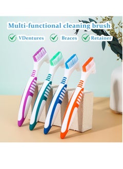 WLLHYF WLLHYF 12 Pcs Denture Brush for False Teeth Denture Care Cleaning Brush Double Sided Toothbrush Portable Soft Multi-Layered Bristles Cleaner Brush Ergonomic Rubber Handle  - Image 2