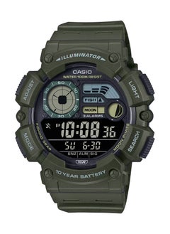 CASIO ساعة رقمية بسوار من الراتينج الأخضر WS-1500H-3BV 
