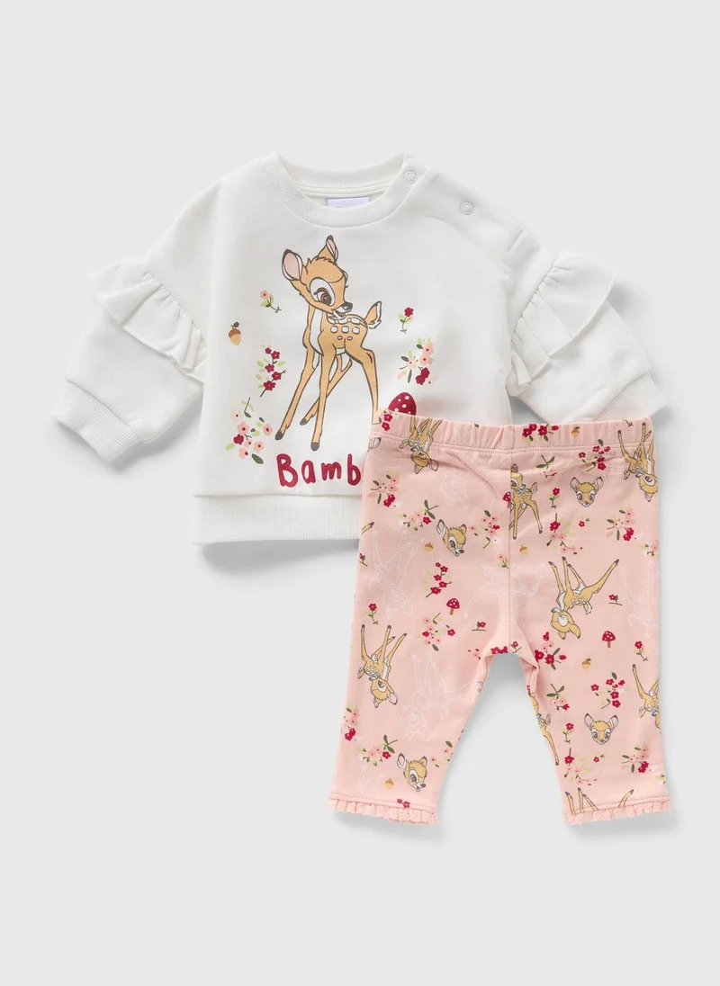 Matalan Disney Baby Cream Bambi Sweatshirt & Legging Set