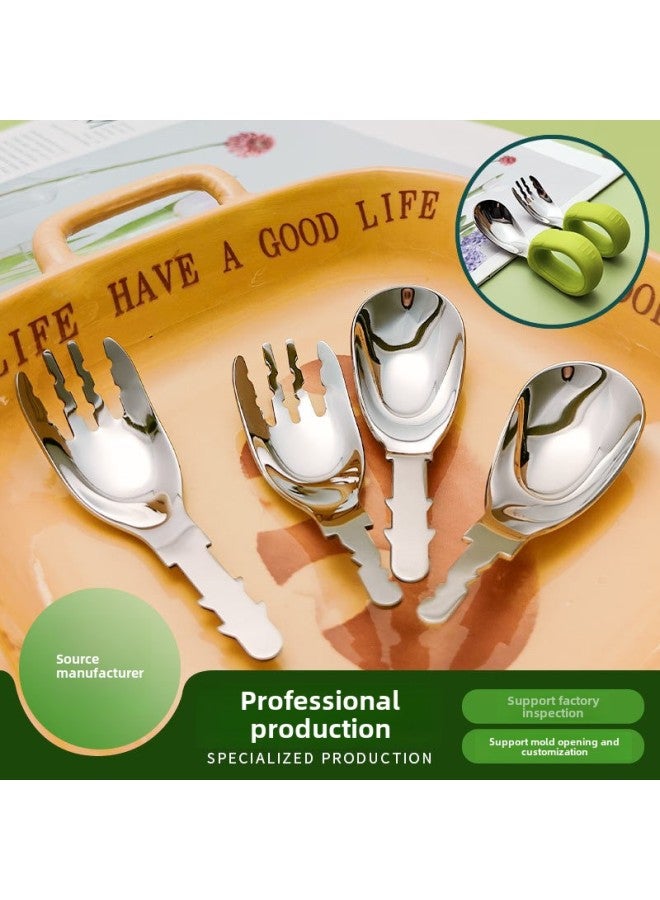 316L Stainless Steel Children's Silver Ingot Spoon Fork Short Handle Baby Food Supplement Feeding Tableware Hardware Head Semi-finished Products-Color:Yuanbao Spoon 316 (small Size) - Image 2