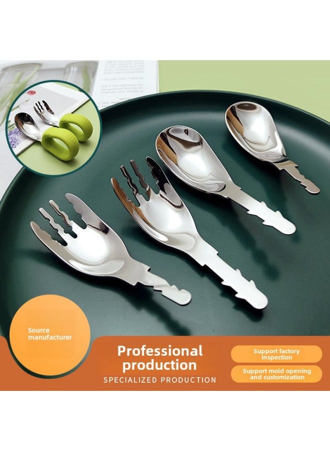 316L Stainless Steel Children's Silver Ingot Spoon Fork Short Handle Baby Food Supplement Feeding Tableware Hardware Head Semi-finished Products-Color:Yuanbao Spoon 316 (small Size) - Image 4