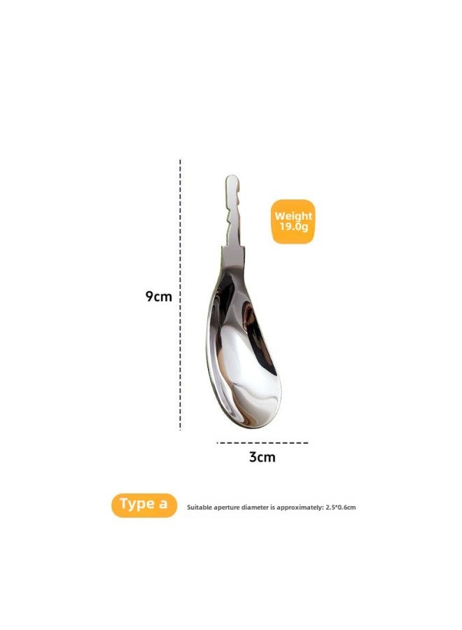 316L Stainless Steel Children's Silver Ingot Spoon Fork Short Handle Baby Food Supplement Feeding Tableware Hardware Head Semi-finished Products-Color:Yuanbao Spoon 316 (small Size) - Image 1