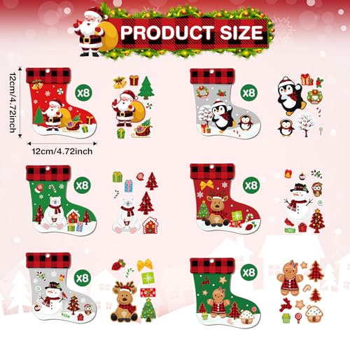 Fuyoooo 48 Pcs Christmas Craft Kits for Kids Christmas Stockings Christmas Tree Stockings Ornaments Kit Make Your Own Christmas Craft DIY Stockings Cutouts for Holiday Farmhouse Decor - Image 5