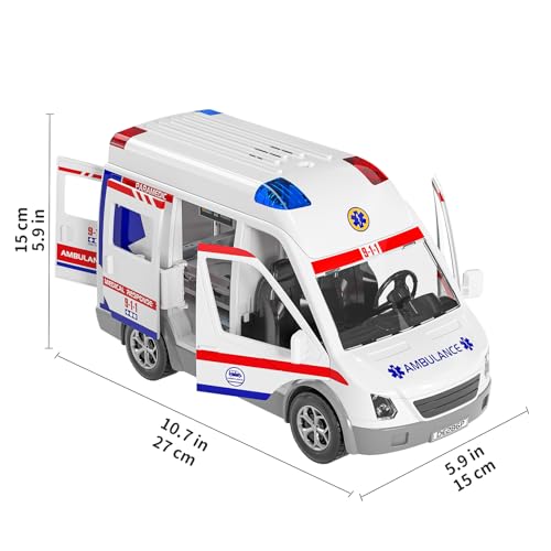TEMI Ambulance Toy for Kids 3 4 5 6 7 8 Years Old Friction Powered Truck with Light and Sound Emergency Vehicle Toy for Boys Girls Gifts for Age 3-12 Boys Girls - Image 5
