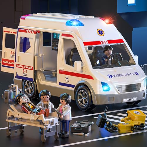 TEMI Ambulance Toy for Kids 3 4 5 6 7 8 Years Old Friction Powered Truck with Light and Sound Emergency Vehicle Toy for Boys Girls Gifts for Age 3-12 Boys Girls - Image 2