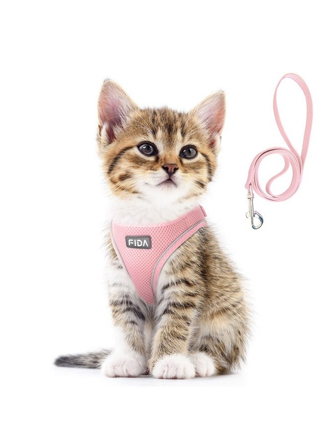 Fida Comfy Dog Harness with Leash, Cat Vest Harness Escape Proof, Breathable Lightweight Soft Mesh, Adjustable Reflective Step-in Harness for Puppy Toy Breeds & Extra-Small Pet (XXS, Pink) - Image 1