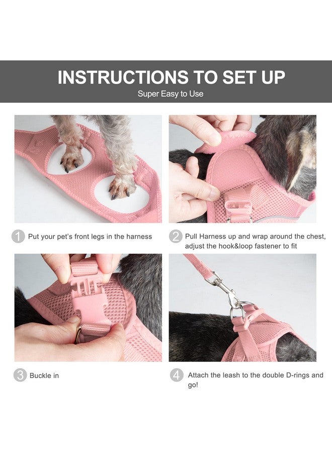 Fida Comfy Dog Harness with Leash, Cat Vest Harness Escape Proof, Breathable Lightweight Soft Mesh, Adjustable Reflective Step-in Harness for Puppy Toy Breeds & Extra-Small Pet (XXS, Pink) - Image 5