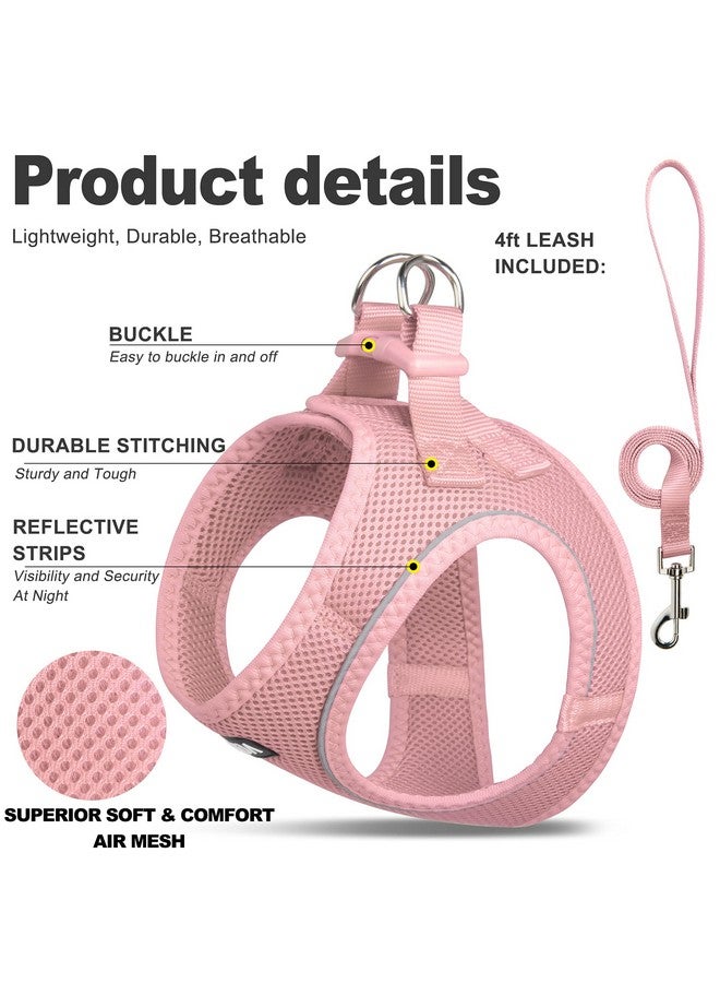 Fida Comfy Dog Harness with Leash, Cat Vest Harness Escape Proof, Breathable Lightweight Soft Mesh, Adjustable Reflective Step-in Harness for Puppy Toy Breeds & Extra-Small Pet (XXS, Pink) - Image 2
