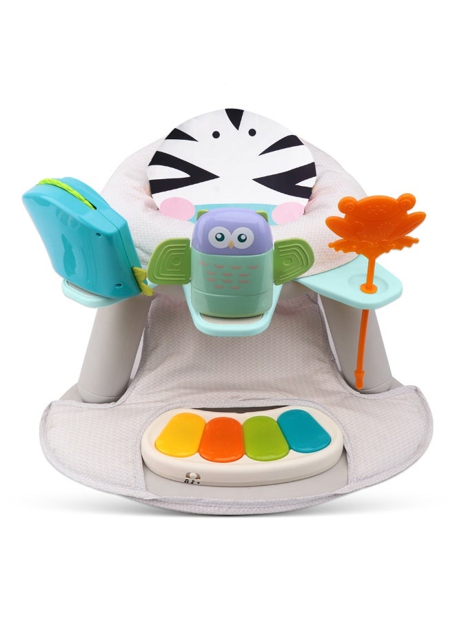 Teknum 2 - IN - 1 Dining Chair/Toddler Play Seat W/Pedal Piano - Zebra - Image 1