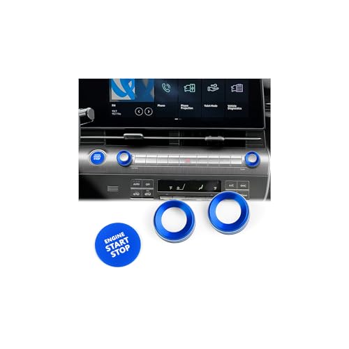 DvlynAuroa for 2024 2025 2026 Hyundai Kona Accessories 3PCS Aluminum Alloy Knob Cover Trim Set Blue Push Button Start Volume Tune Scratch Resistant Easy Install - Image 1