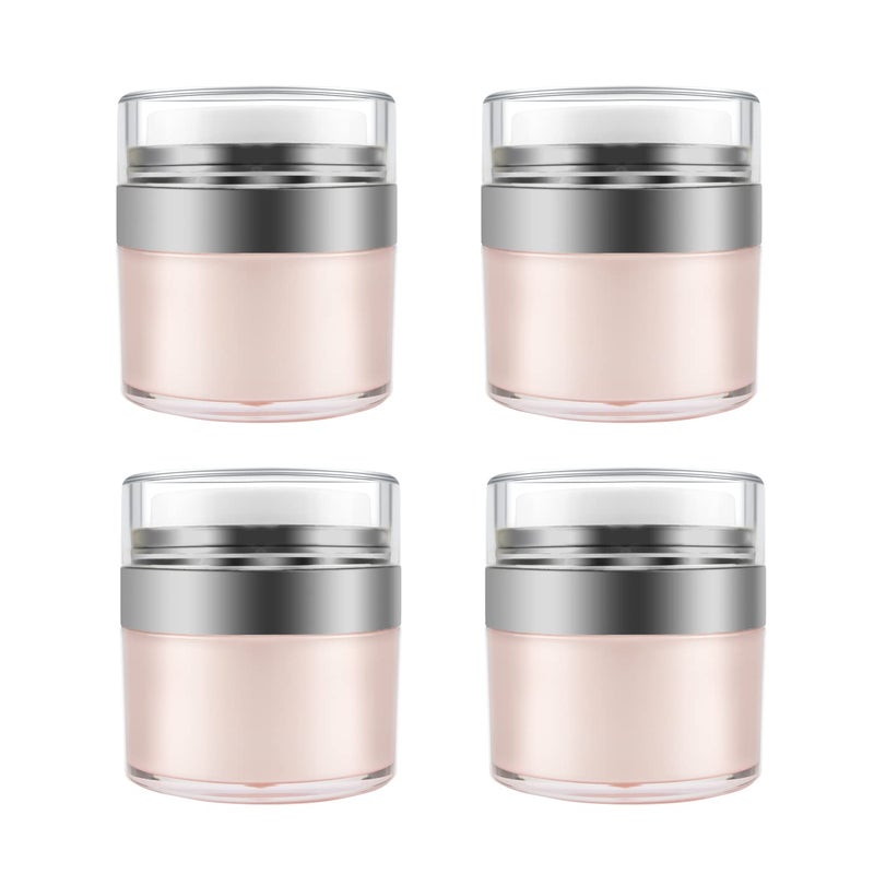 USRommaner 0.5 oz/15 ml Airless Pump Jar,Empty Acrylic Vacuum Jar with Press Pump,Portable Travel Face Cream Lotion Sample Cosmetic Container Pot for Makeup,Essence,Moisturizer,Eye Cream-4 Pack,Pink - Image 1