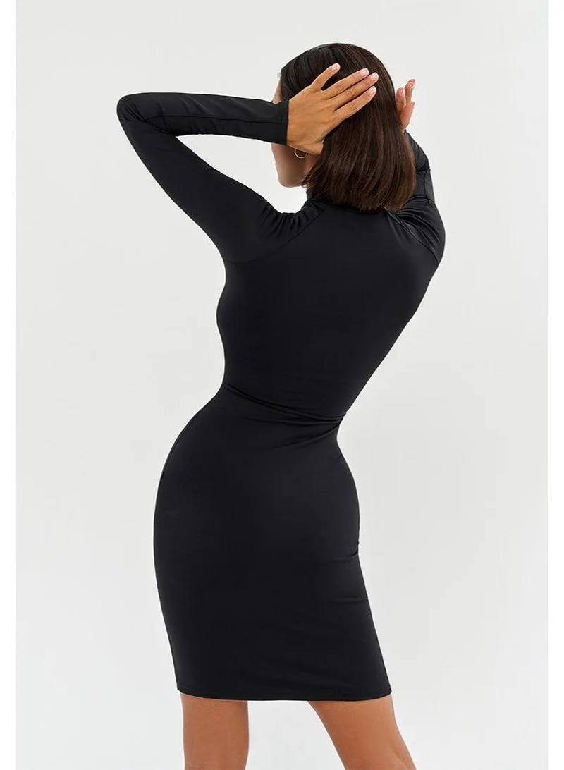 بونا فيدي فستان نسائي ضيق بقصة Cut Out من Bona Fide – فستان ميني بأكمام طويلة لإطلالة مسائية جذابة