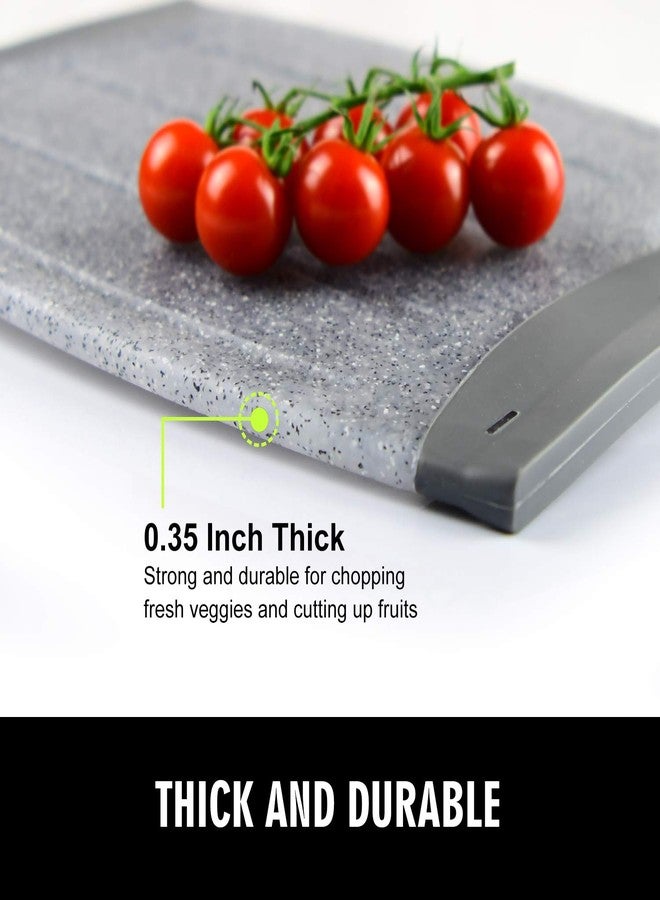 Ginkick Small Plastic Cutting Board, 7.48" Mini Cutting Board for Small Kitchen Task, Non Slip Cutting Board, Unique Design with Multiple Juice Grooves! BPA Free, Dishwasher Safe, Easy Grip Handle (Grey) - Image 3