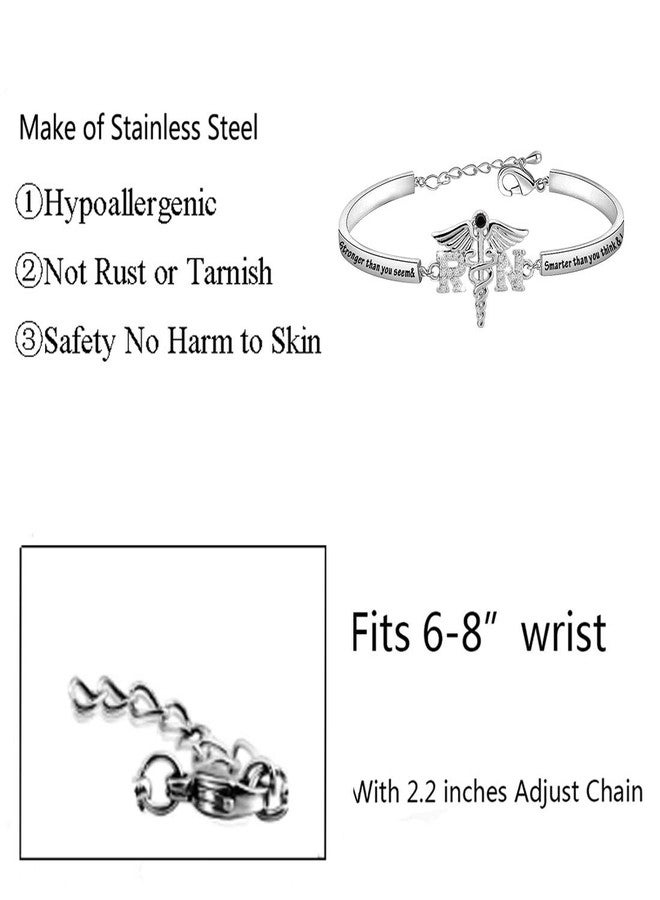 BNQL Registered Nurse Bracelets RN Graduation Gifts Nursing School Gifts RN Bangle Bracelet Inspirational Gift for Nurse Jewelry You are Braver Than You Believe (SILVER) - Image 2